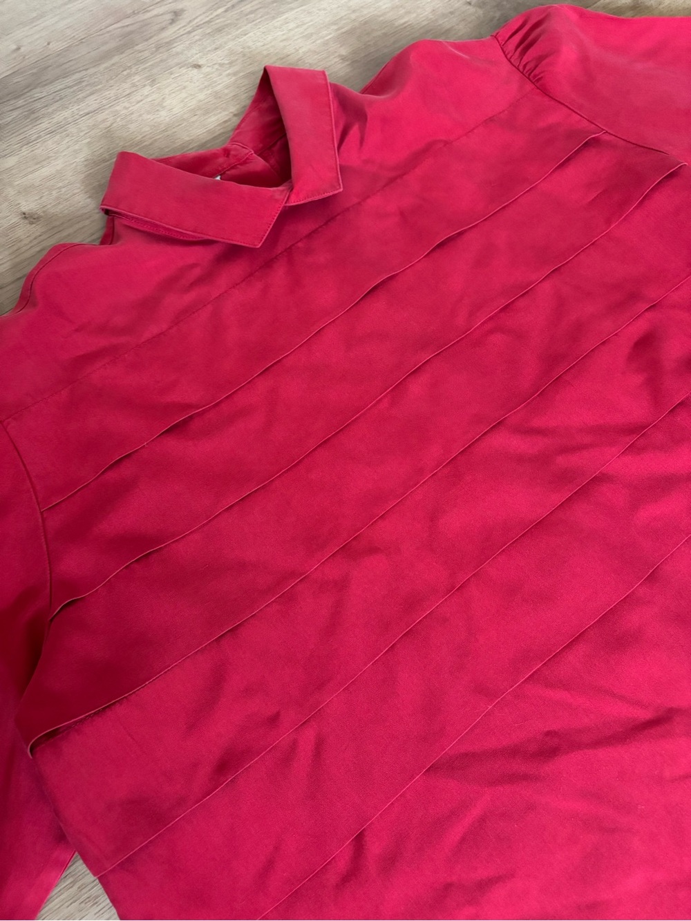 Vintage Silk Long-Sleeve Blouse Women’s 14 Red Collared Nordstrom - Picture 2 of 8